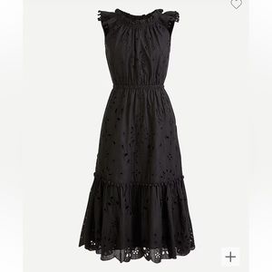 J Crew Black Sleeveless Tiered Eyelet Dress